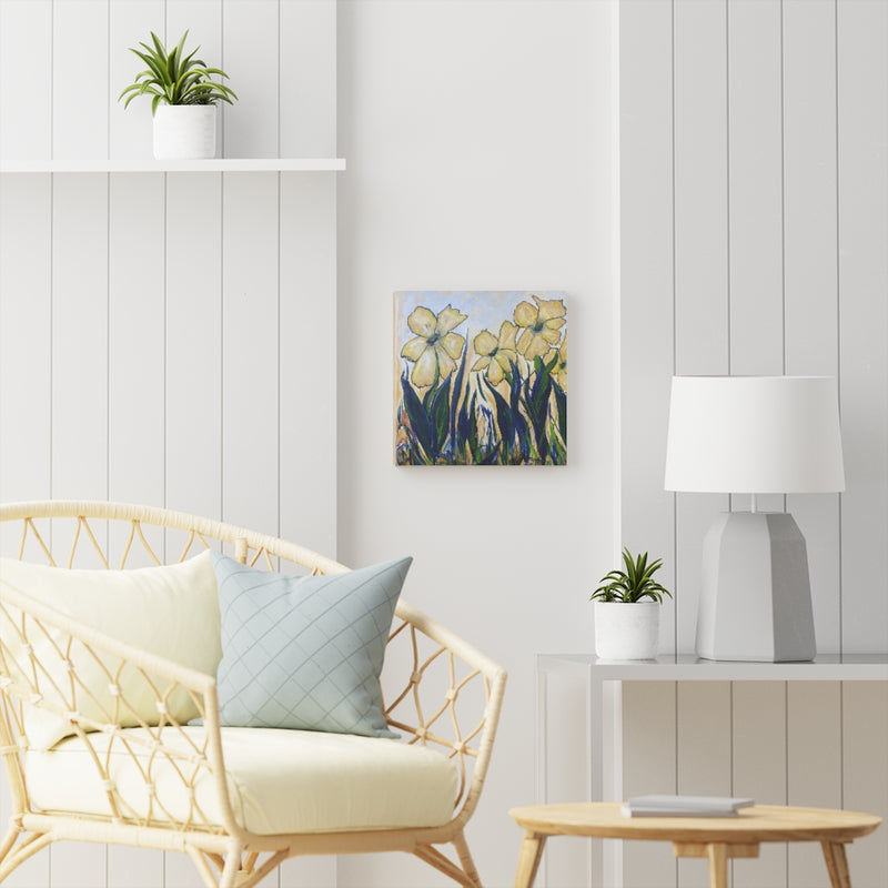 Yellow Flower Field. - Print on Wood Canvas