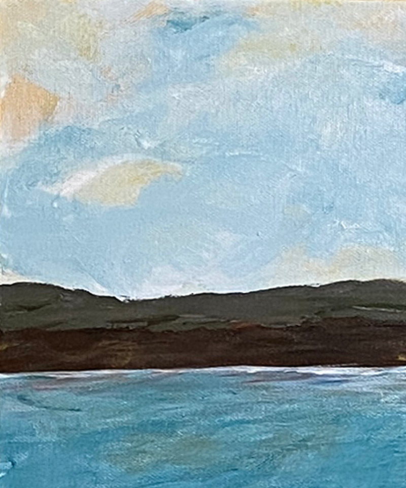 Dusk-Original-Salish-Sea-Ferry-Trip-Acrylic-Contemporary-Plein-Aire-Painting-Von-Aldenbruck-Studio-Portland-Oregon-Brown-cream-Blue