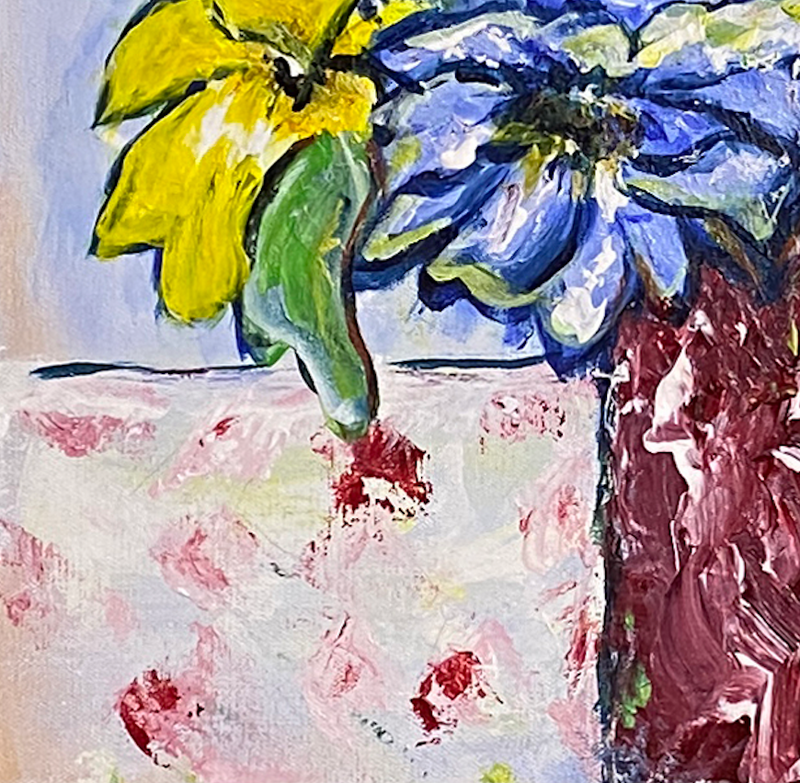 No-More-Red-Roses-Original-Acrylic-Impressionist-Painting-Von-Aldenbruck-Studio-Portland-Oregon-Yellow-Blue-Red-Vase