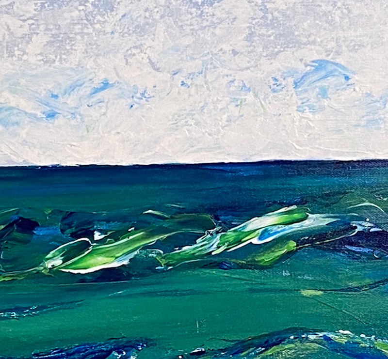 Ocean-Waves-Original-Acrylic-Impressionist-Painting-Von-Aldenbruck-Studio-Portland-Oregon-Ocean--Blue-Sky-Ocean-Waves-Sea-View-Blue-Sky