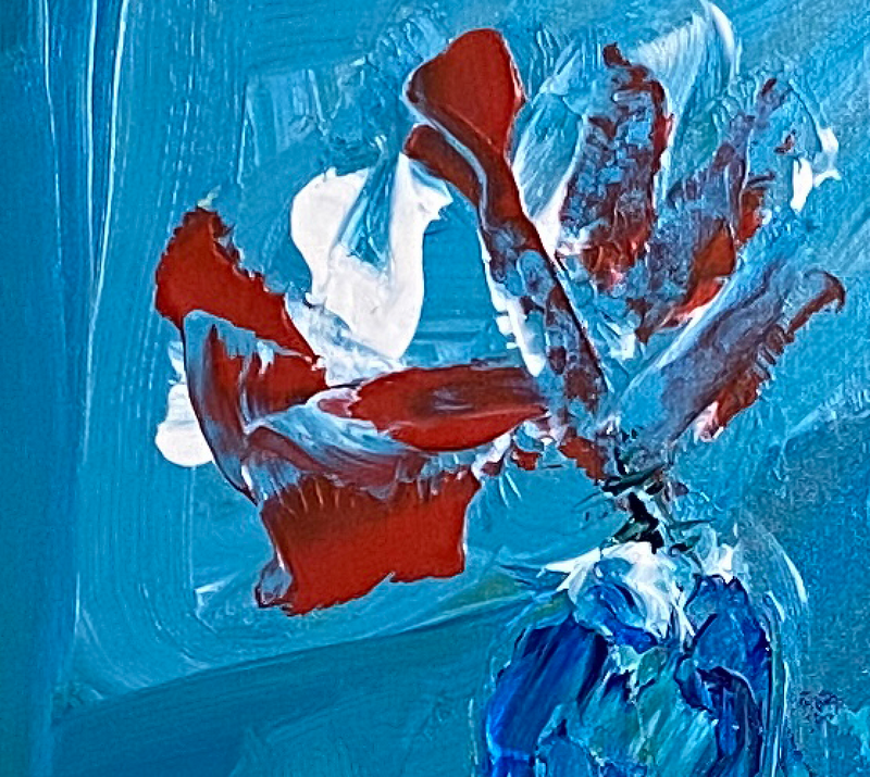 Winter-Morning-Original-Acrylic-Contemporary-Abstract-Fine-Art-Painting-Von-Aldenbruck-Studio-Portland-Oregon-Flowers-in-vase-blues-and-reds