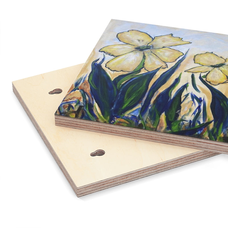 Yellow Flower Field. - Print on Wood Canvas