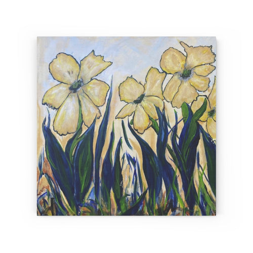 Yellow Flower Field. - Print on Wood Canvas